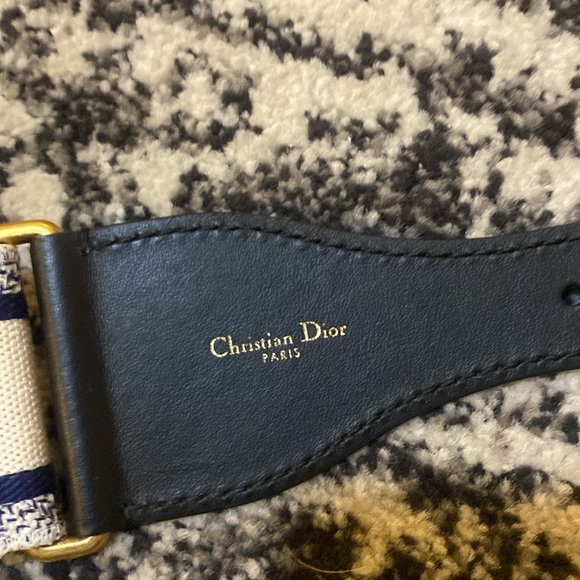 Christian Dior Embroidered Canvas Leather Blanc/Bleu size 80 - Picture 7 of 8